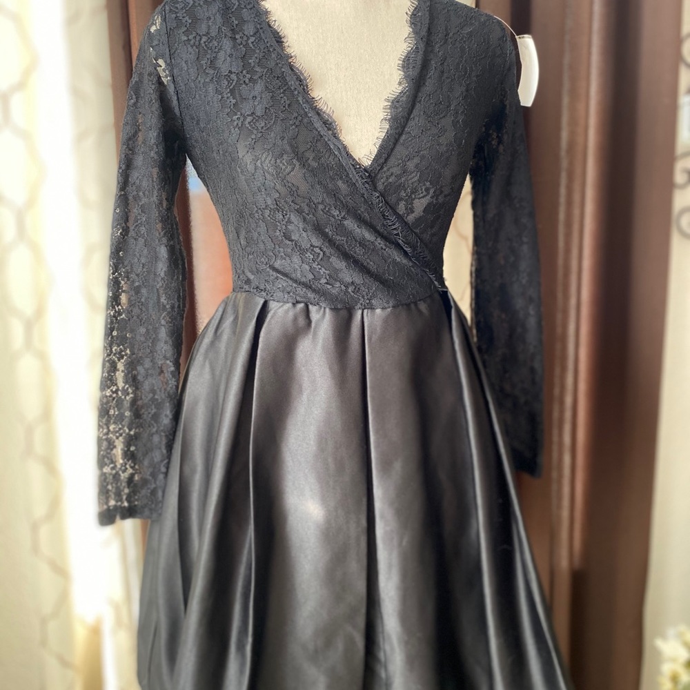 Black Lace & Satin Special Occasion Dress-Size M